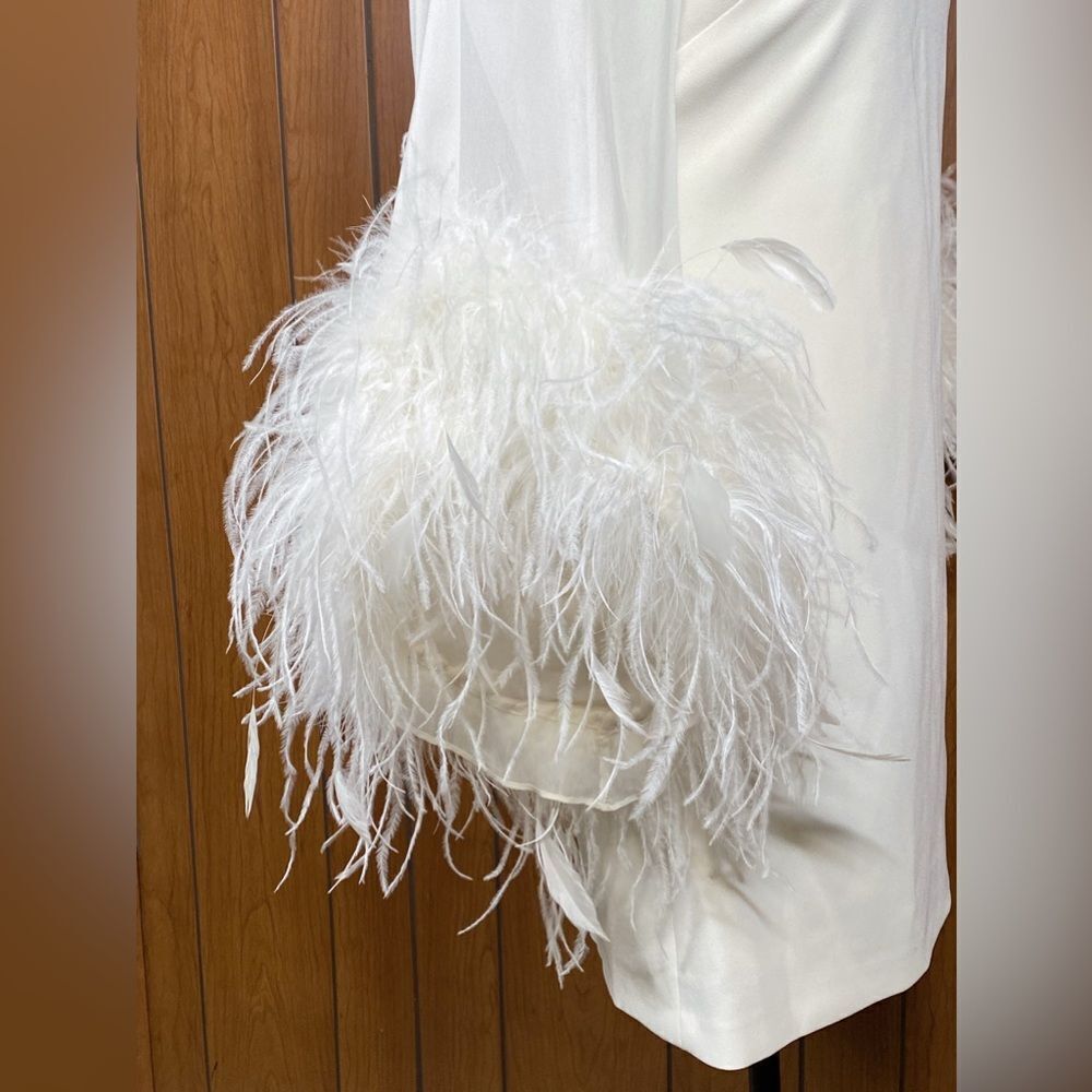 Alice + Olivia Izola Feather-Trim Minidress size 2 - Picture 10 of 12